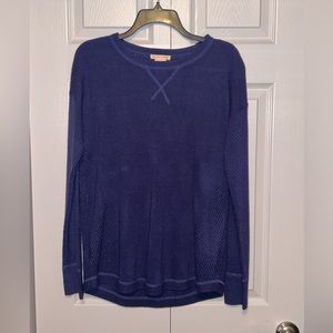 Sweet Romeo |Crew-neck Long Sleeve Top Waffle Knit Bluish Purple Size M